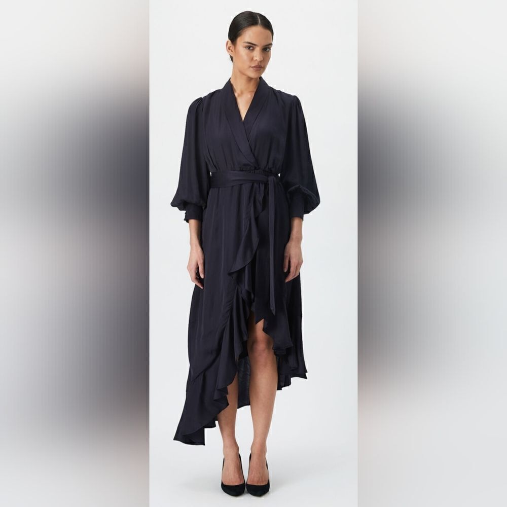 Bardot Aaliyah Wrap Midi Dress In Navy NWT size 12